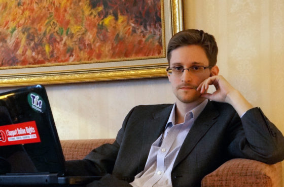 ) Former intelligence contractor Edward Snowden poses for a photo during an interview in an undisclosed location in December 2013 in Moscow, Russia.