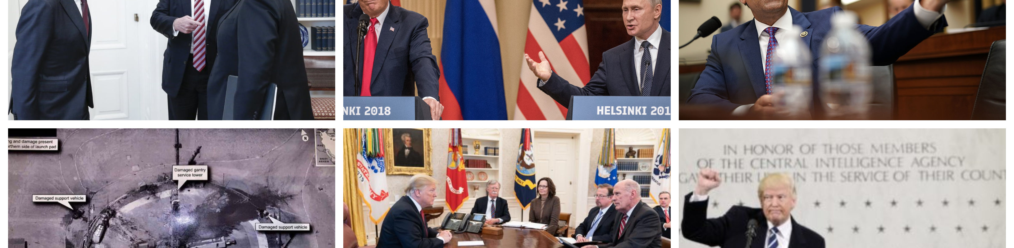 A collage of images that show Trump, Trump appointees, and Putin.