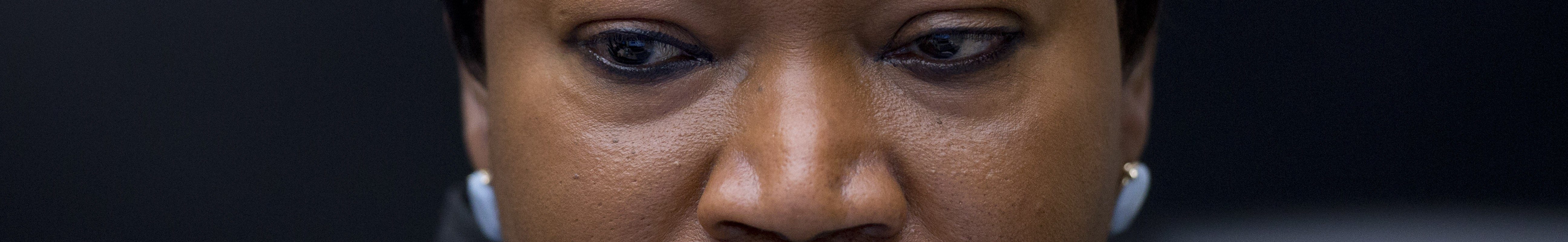 Prosecutor Fatou Bensouda looks on before the start of the trial of former Ivory Coast president and former youth minister at the International Criminal Court of The Hague, on January 28, 2016.