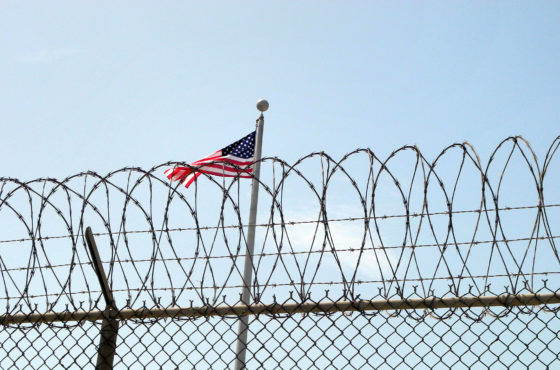 The US flag at the US Naval Base in Guantanamo Bay, Cuba on August 6, 2013.