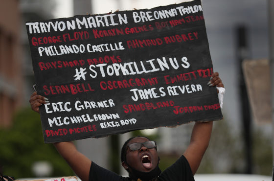 Demonstrators participate in a protest against police brutality on June 14, 2020 in Miami, Florida.