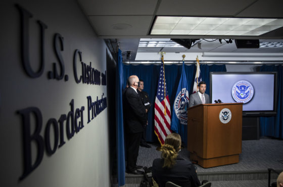 Secretary of Homeland Security Chad Wolf speaks during a press conference on the actions taken by Customs and Border Protection and Homeland Security agents in Portland.