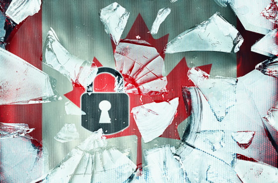 Shattered glass with national flag and padlock icon