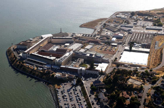An aerial view San Quentin State Prison on July 08, 2020 in San Quentin, California.