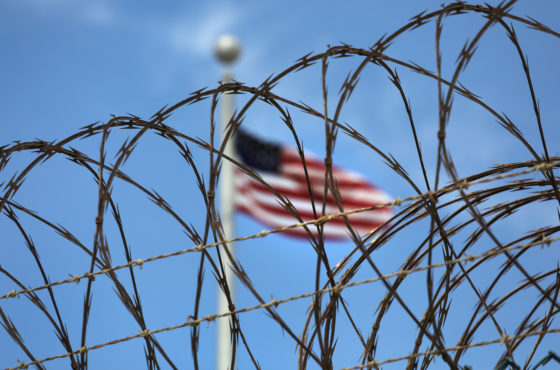 Razor wire tops the fence of the U.S. prison at Guantanamo Bay.