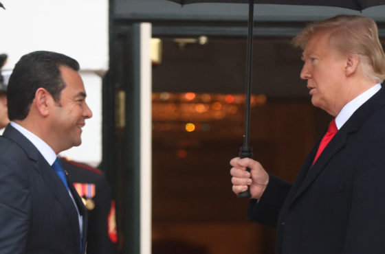 Trump and Guatemalan President Jimmy Morales at the South Portico of the White House on December 17, 2019 in Washington, DC.