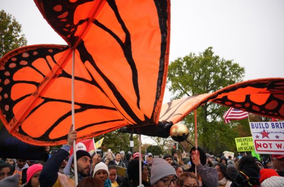 Immigration rights activists take part in a rally in front of the US Supreme Court in Washington, DC on November 12, 2019.