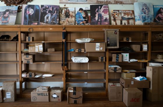 Packages fill the shelves in the Miguel Nieto Department Store on February 1, 2020 in Presidio, Texas. - Ranchers from both sides of the border use the the Miguel Nieto Department Store as a pick up spot for their packages because they live in such remote locations.