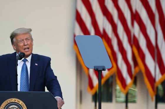Trump makes a statement in the Rose Garden about the ongoing unrest across the nation on June 1, 2020 in Washington, DC.