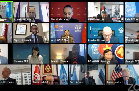 A screen shot from the UN Security Council’s Arria-Formula meeting on February 24, 2021 held via Zoom.