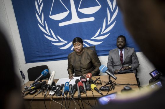 The International Criminal Court's (ICC) chief prosecutor, Fatou Bensouda, holds a press conference during her visit to look into allegations of extreme violence on May 3, 2018 in Kinshasa.