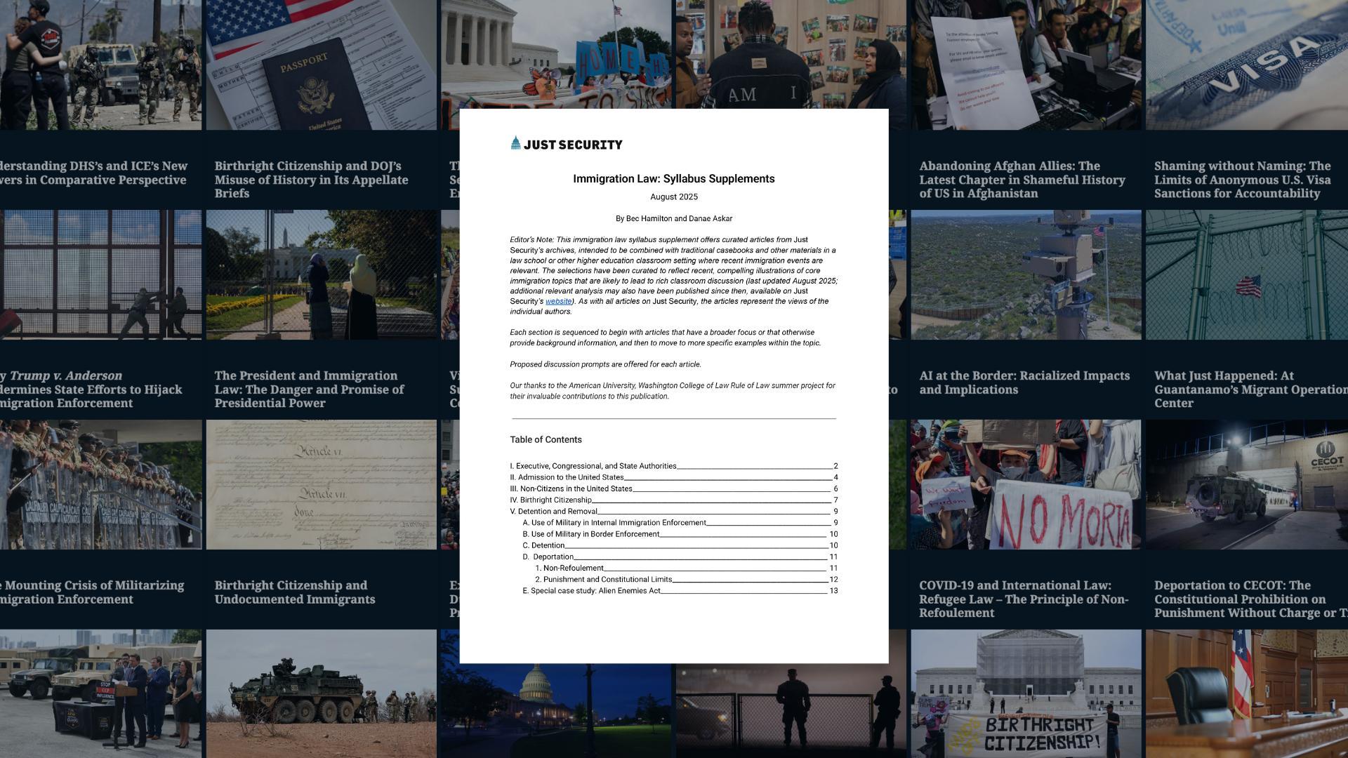 Immigration Law: Syllabus Supplements