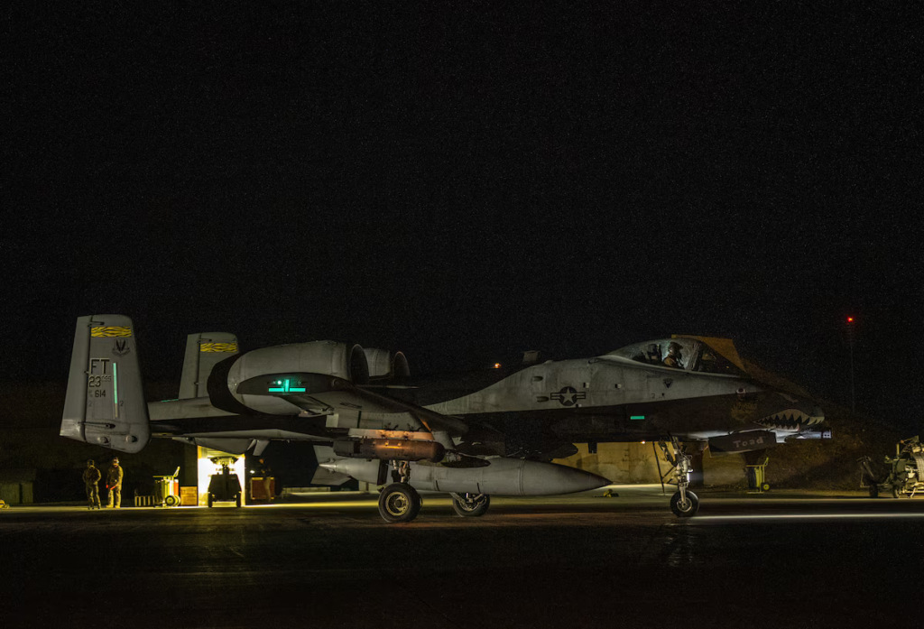 A U.S. Air Force A-10 Thunderbolt II taxis at a base in the U.S. Central Command area of responsibility, Dec. 19, 2025. (U.S. Air Force photo)